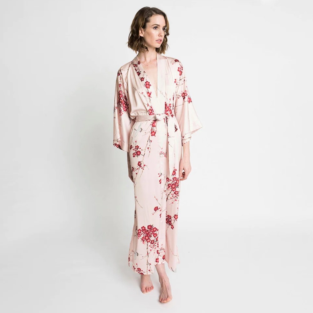 Kim+Ono Cherry Blossom & Crane long robe, OS